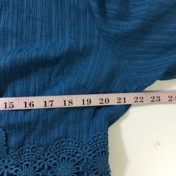 BLOOMCHIC 14-16 1X plus Blue Scalloped Lace Surplice Ruffled Midi Dress NWT b77 - Picture 4 of 9